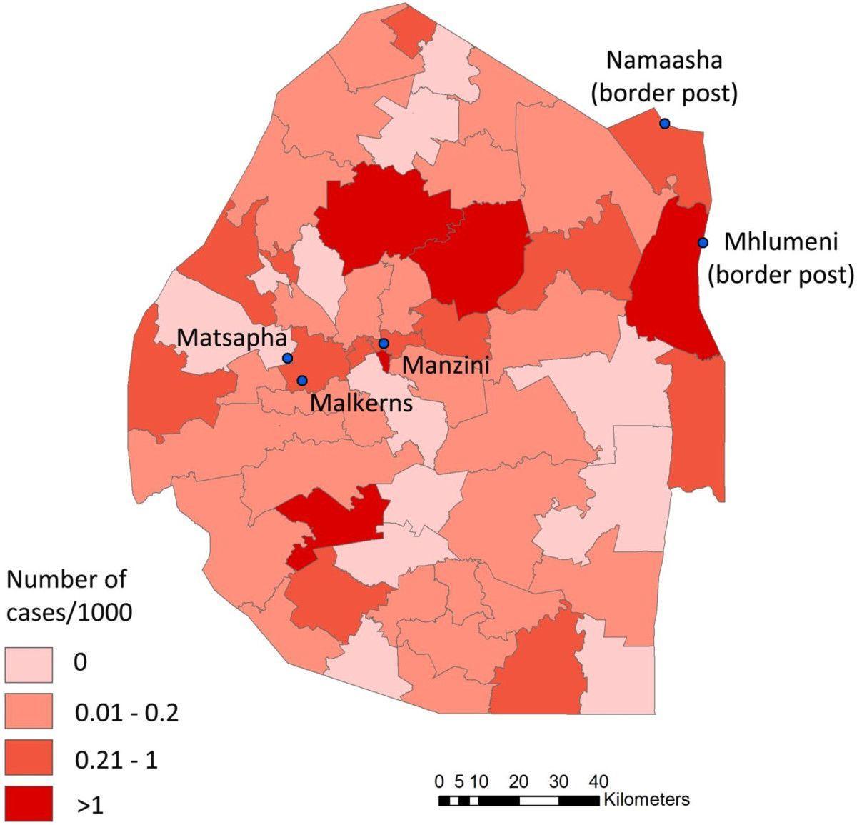 خريطة سوازيلند الملاريا